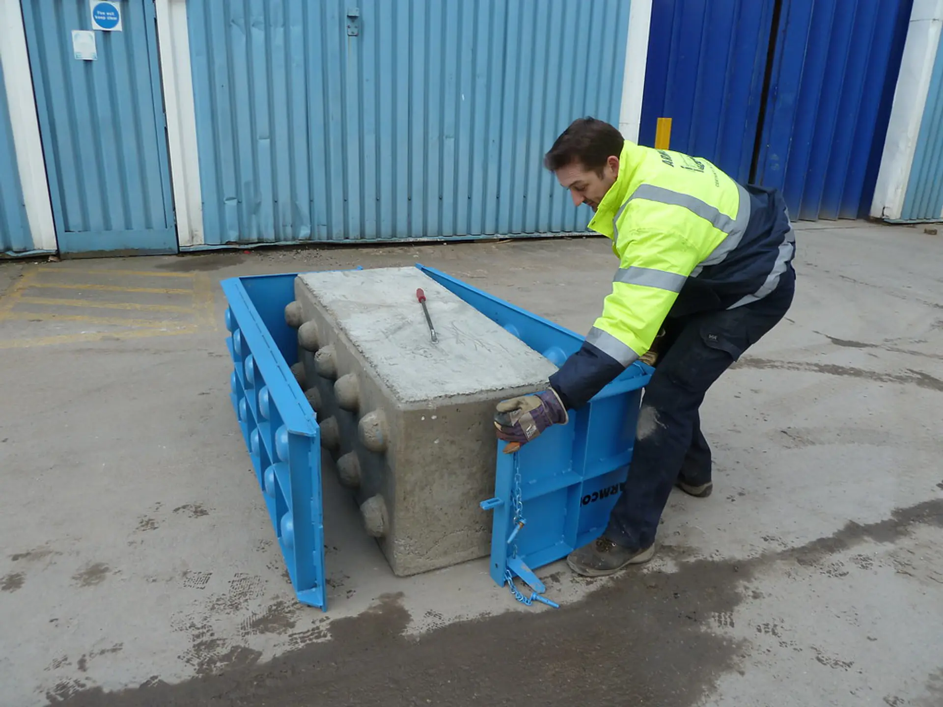Demoulding a custom precast concrete unit cast for a precast concrete order bound for Binghamton, NY