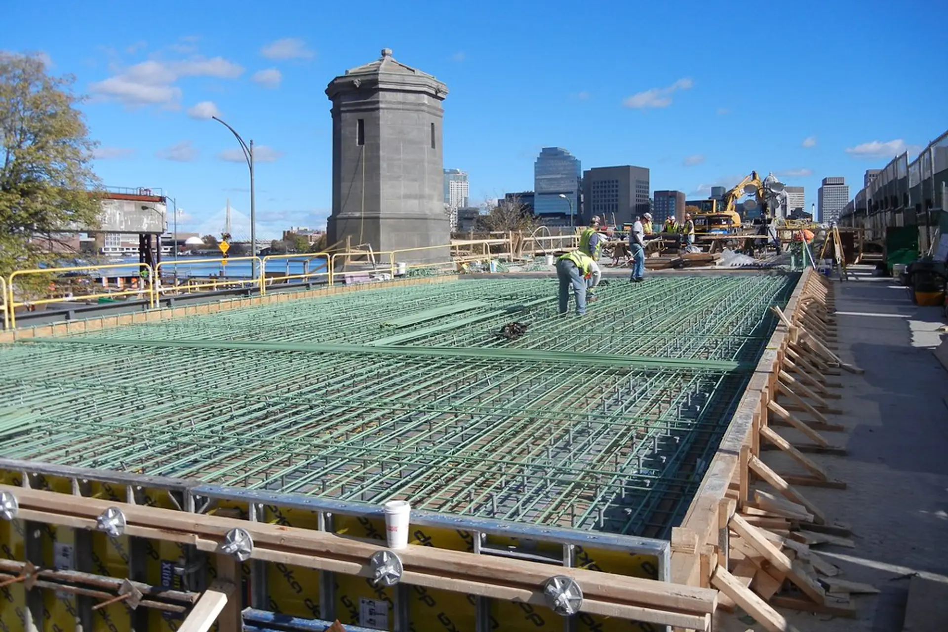 Epoxy-coated reinforcing steel detail before a precast concrete concrete pour serving Vestal, NY