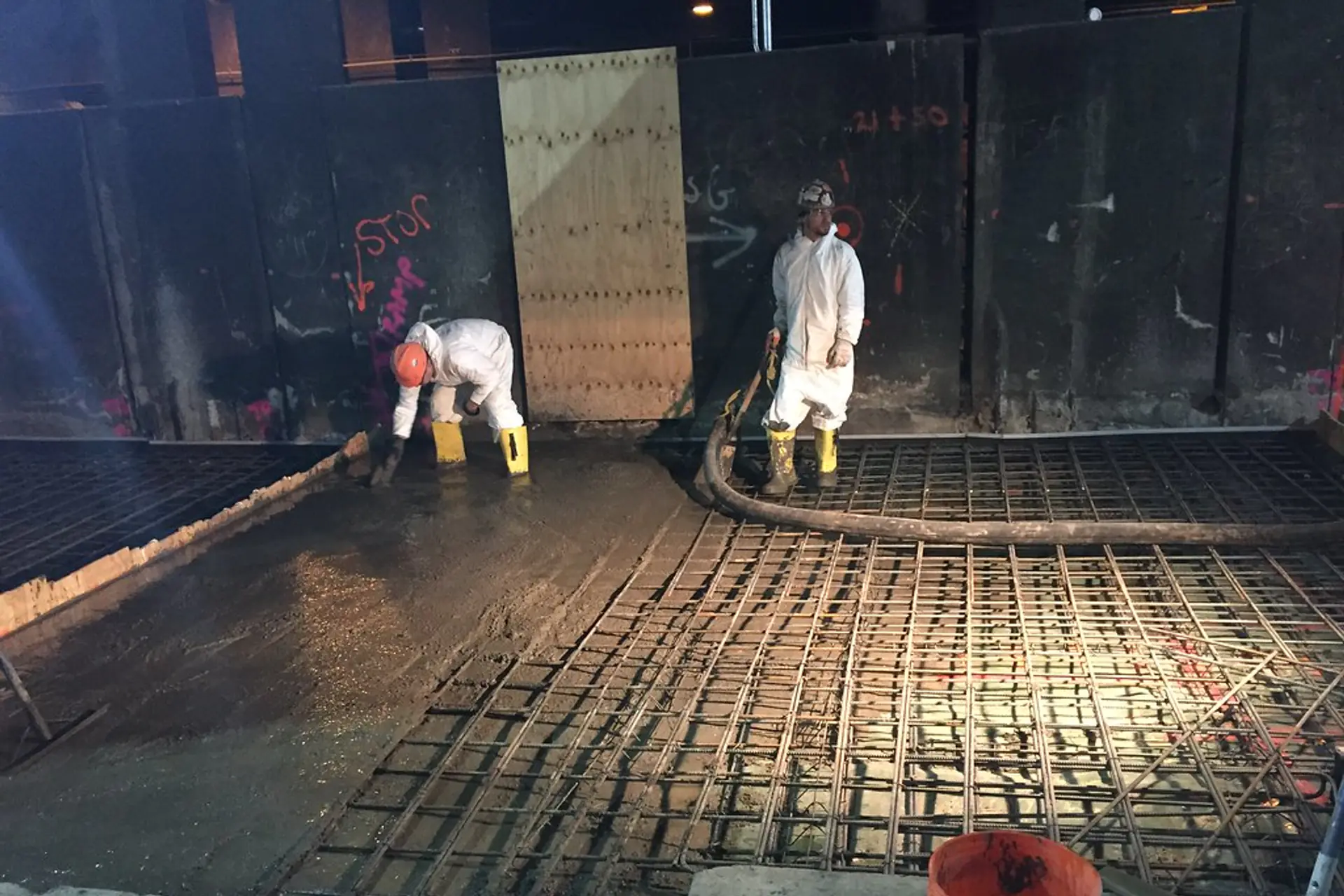Reinforcing steel and wire mesh set before a concrete work concrete pour in Binghamton, NY