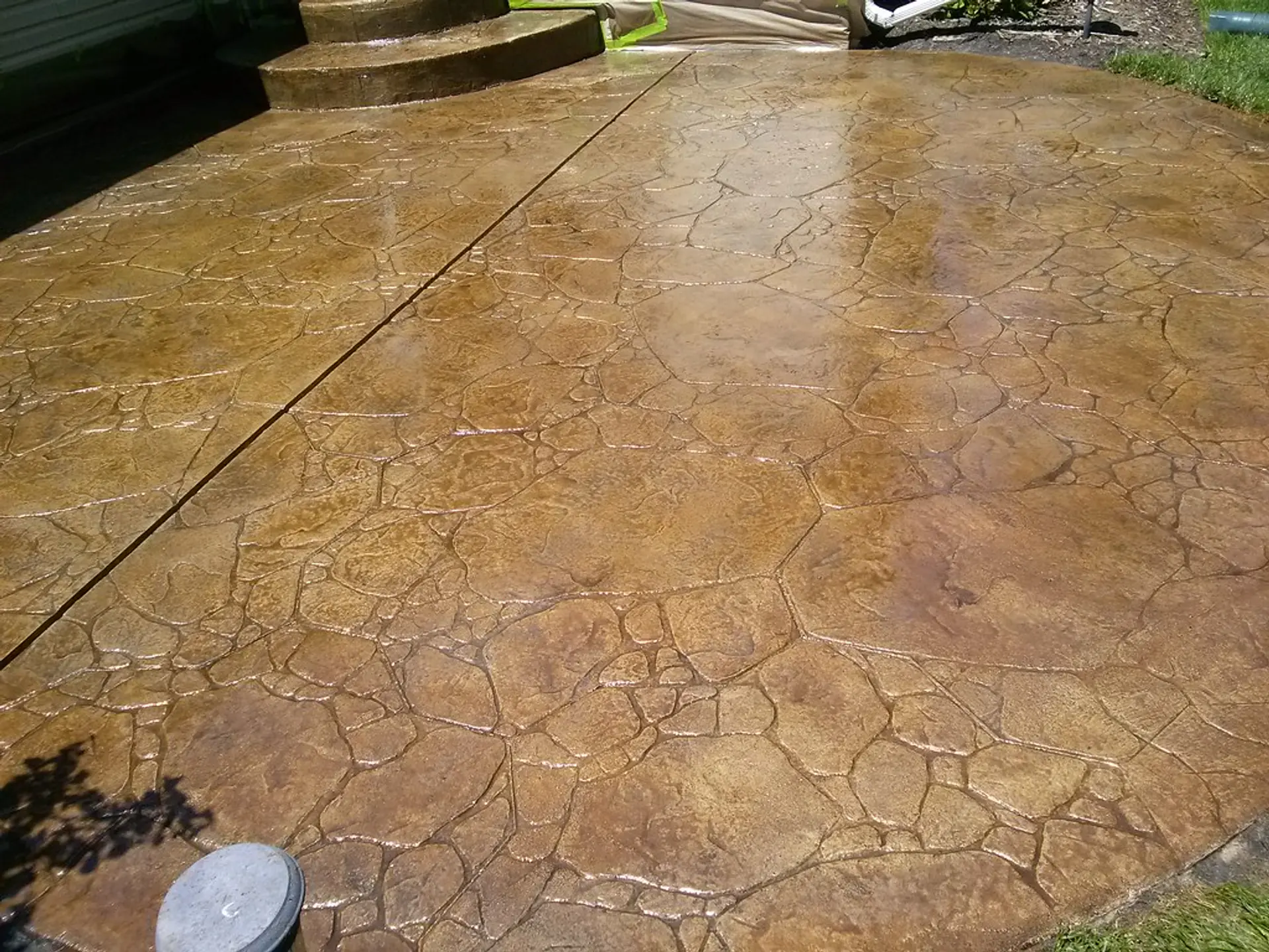 Stamped and stained decorative concrete finish installed in Binghamton, NY